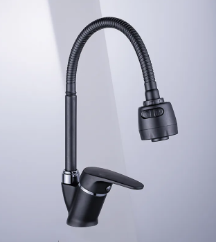 Смеситель для кухни Potato P58277-19 с гибким изливом (черный) *1/10