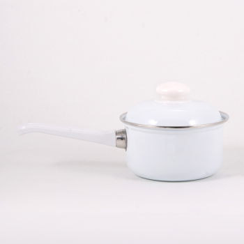 Кастрюля эмалированная 1,0л d140мм Дл.пл.ручка, крышка с пл.р., обод нерж., без деколи С-1607АП *1/6