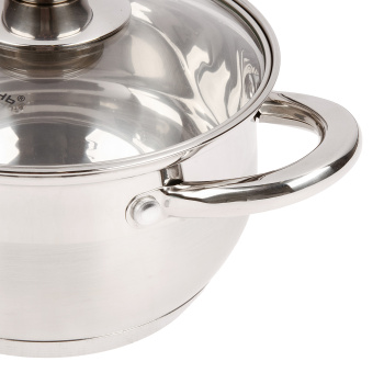 Кастрюля нерж. "Катунь" "Диана" 1,8л d16см термораспред. дно, Стекл. кр. KT01-D-18  *1/8