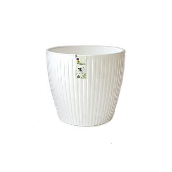 Кашпо пластм. "Эви" 1,5л d верха 140мм h128мм со вставкой Белый AME-1,5-01 ("VipSet") *1/15