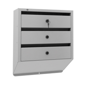Ящик почтовый с замками 3 секции "Оптима-Люкс" под углом Серый Миасс *1