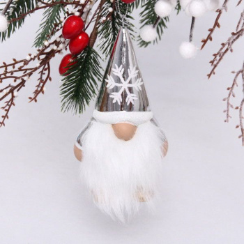 Ёлочная игрушка Весёлый лесовичок 6,5*5,5*13 см, серебро Ёлочная игрушка Весёлый лесовичок 6,5*5,5*13 см, серебро