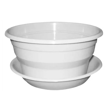 Кашпо пластм. "Фиалка" 0,5л d верха 125мм h60мм с поддоном Белое (Ирбит) *1/100