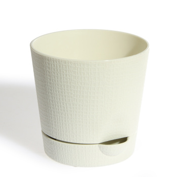 Кашпо пластм. "Le Parterre" 0,35л d верха 95мм h90мм с поддоном Кремовый 201-6 (Tek.A.Tek)*1/72