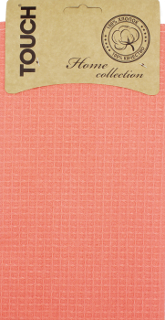 Полотенце вафельное 35*55см на хангере Крупная клетка коралл 220г/м2 Touch *6