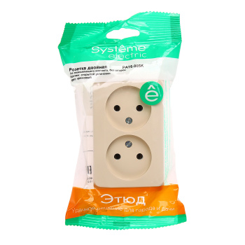 Розетка "Этюд" ОП 2-мест. кремовая РА16-005 *8/16