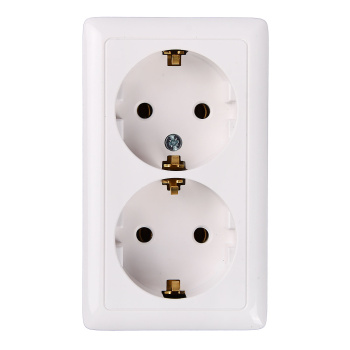 Розетка "Хит" ОП 2-мест. белая з/к РА16-234(238)-б *10/84