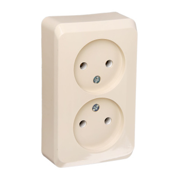 Розетка "Этюд" ОП 2-мест. кремовая РА16-005 *8/16