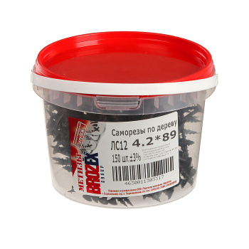 Саморезы по дереву 4.2х89 мм BROZEX, крупная резьба, фосфатированные, 150 шт.