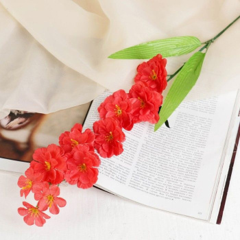 цветы искусственные веточка сакуры 70 см d-5 см красный 701721