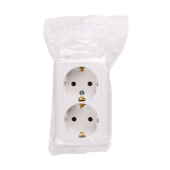 Розетка "Хит" ОП 2-мест. белая з/к РА16-234(238)-б *10/84