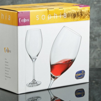 Набор бокалов для вина 490 мл Crystalex Bohemia София, 2 шт., стекло