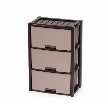 Комод пластм. "Колорит" 3 ящика выс.710мм, шир.475мм, гл.300мм Беж./Венге М7835 "ЗПИ"Альтернатива"*1