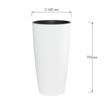 Кашпо пластм. "Рондо" высокое 71л d 400мм h755мм, со вставкой 23л Белый М8877 (ЗПИ "Альт.") *1 Кашпо пластм. "Рондо" высокое 71л d 400мм h755мм, со вставкой 23л Белый М8877 (ЗПИ "Альт.") *1